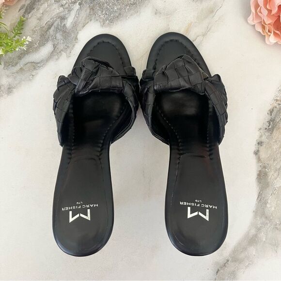 MARC FISHER Janna Knotted Woven Heeled Sandal in Black Leather Size 9.5 NEW - Picture 10 of 16